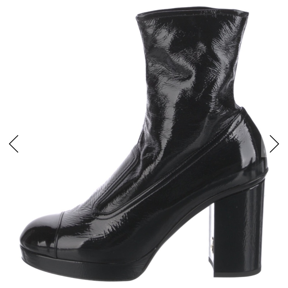 Black Patent Leather Ankle Boots